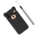 Wholesale iPhone Xr 3D Teddy Bear Design Case with Hand Strap (Black)